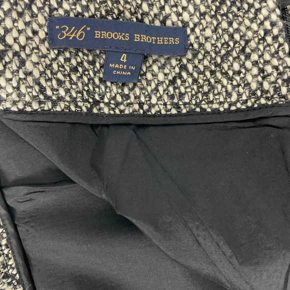 365 Brooks Brothers Pencil Skirt Tweed Gold Metallic Thread Lined Size 4 Fall - Picture 6 of 11